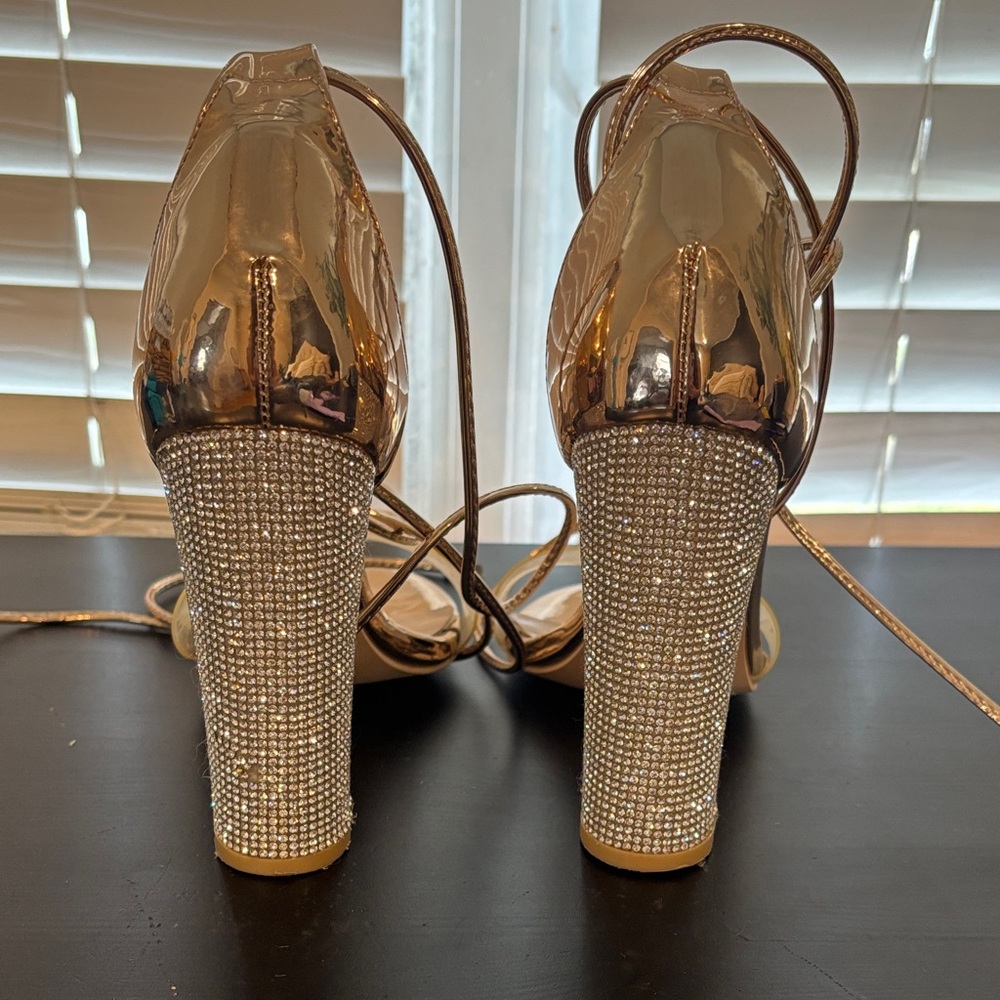 Shimmering Gold Rhinestone Heels